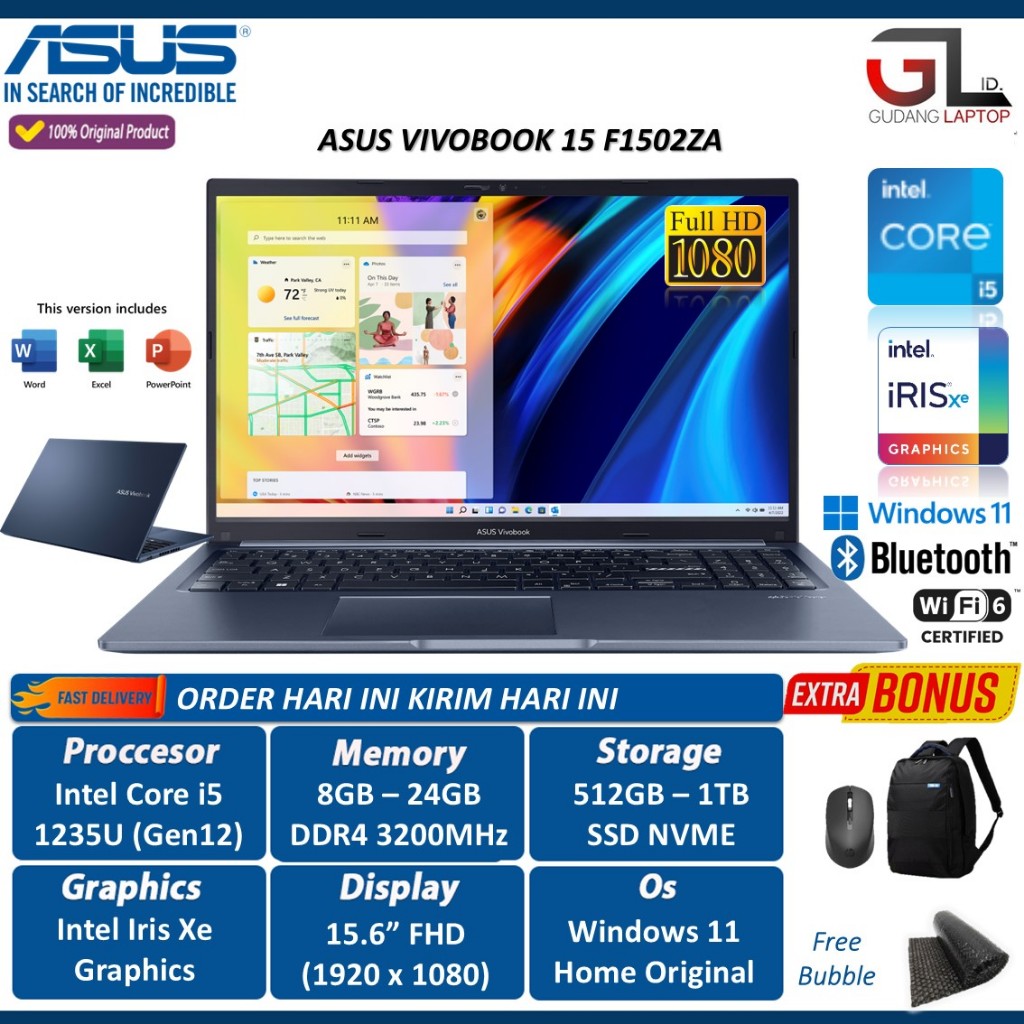 Laptop Asus Vivobook 15 F1502ZA Intel Core i5 1235U 40GB 1TB SSD 15.6 FHD Windows 11 Home