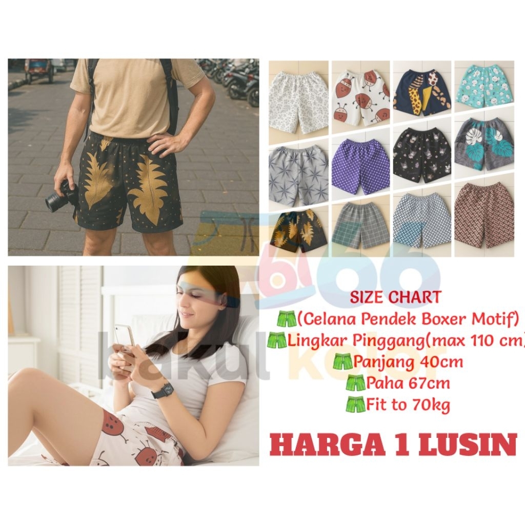 1 Lusin Grosir Celana Pendek Kolor Boxer Pria Wanita Lusinan