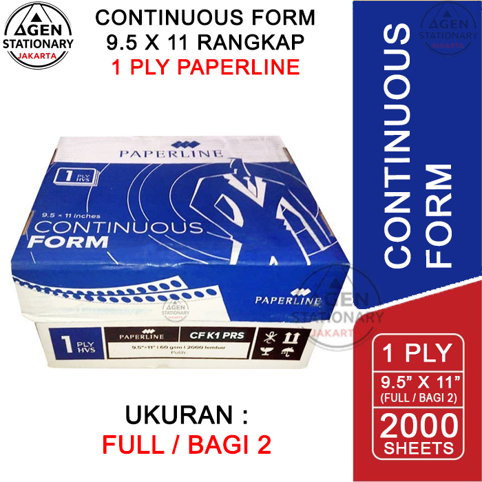 

KERTAS CONTINUOUS FORM PAPERLINE 9.5 X 11 1 PLY FULL BAGI 2 PRS FAKTUR SURAT JALAN HVS RANGKAP 1