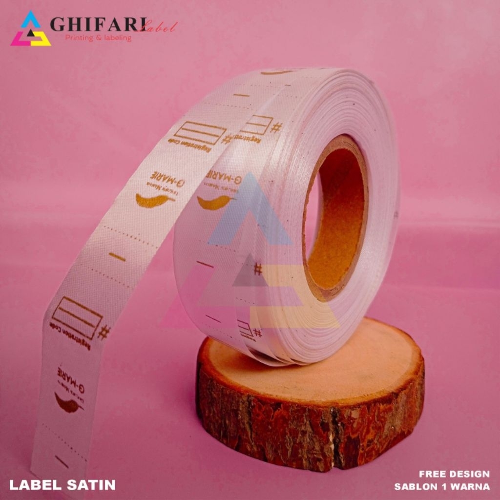 

label satin putih free design/satin baju/label aksesoris/label murah