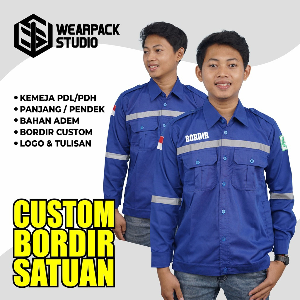 PDH Wearpack Bordir Satuan Seragam Kerja Safety Proyek Bengkel Teknik Dll Murah COD
