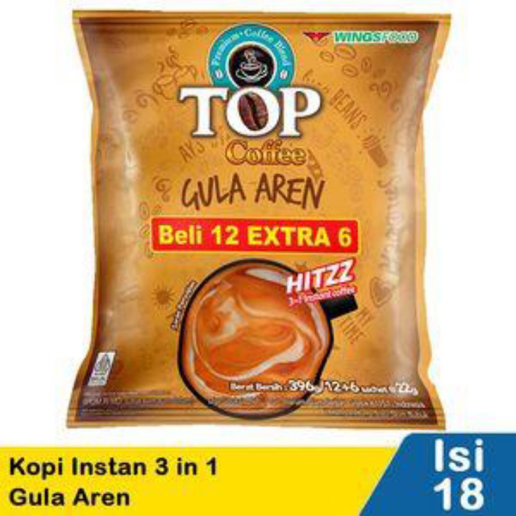 

Top Coffee Kopi Instan 3 In 1 (12+6) Gula Aren 396g