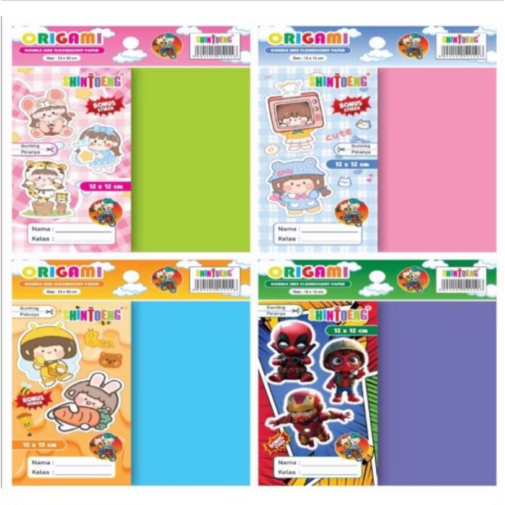 

Rp3RBStar+ KERTAS ORIGAMI + Stiker Nama14×14/16×16/20×20 | Kertas Origami Warna Double Face Warna-Warni Cerah / Kertas Lipat (Origami)