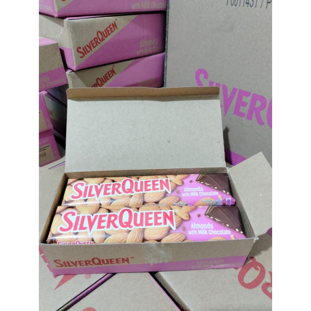 

PROMO COKLAT SILVERQUEEN 55G ALMOND 1BOX ISI 10 PCS