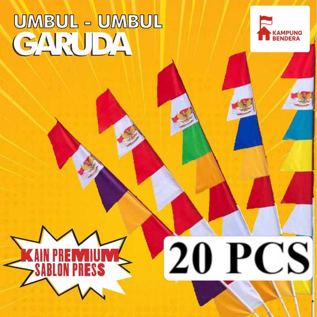 Bendera Umbul Umbul Warna Warni Murah harga Grosir 20 pcs/1 kodi Merah Putih Umbul Umbul Garuda