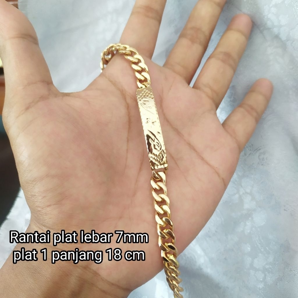 Gelang Swasa Dewasa Model rantai plat Solo Kopong dalamnya.Warna Rose Gold Cetar.