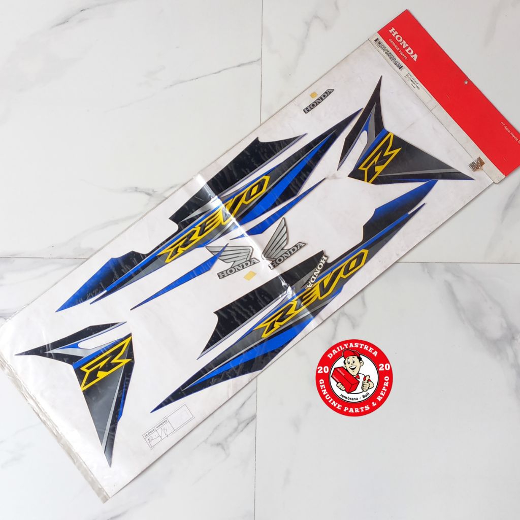 LIS STICKER STRIPING BODY BIRU HONDA REVO 100 LANCIP 2008 ORIGINAL AHM 871Z0-KWY-710ZD