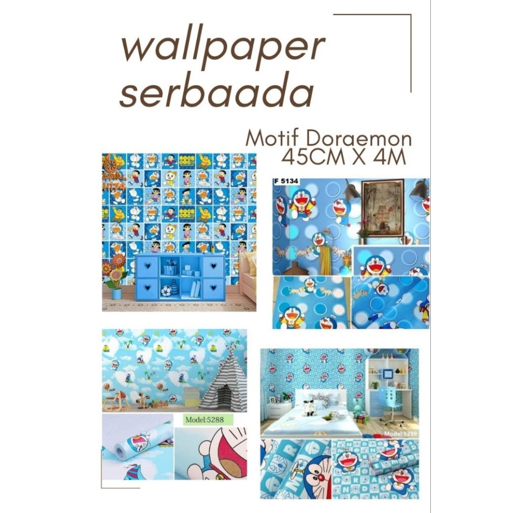 Wallpaper Dekorasi Dinding Ruang Tamu Kamar Motif Doraemon Wallstiker Dinding Ruang Tamu Kamar Motif