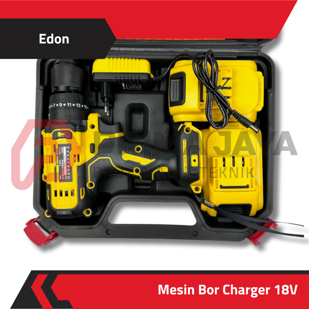 MESIN BOR CHARGER SET 18 V EDON CORDLESS DRILL