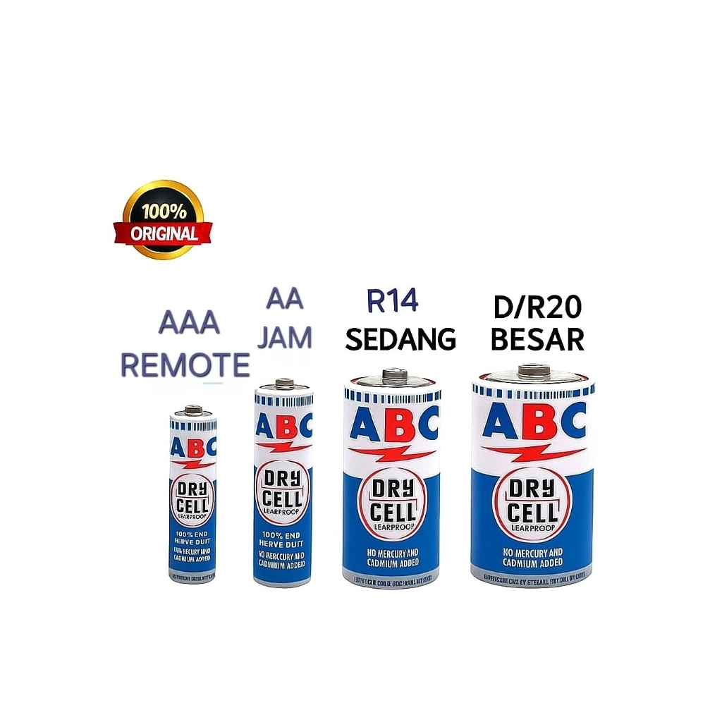 ABC BIRU  BATU BATERAI  BATU REMOTE/JAM DINDING/SENTER BESAR TANGGUNG R03 R06 R14 R20 ORIGINAL