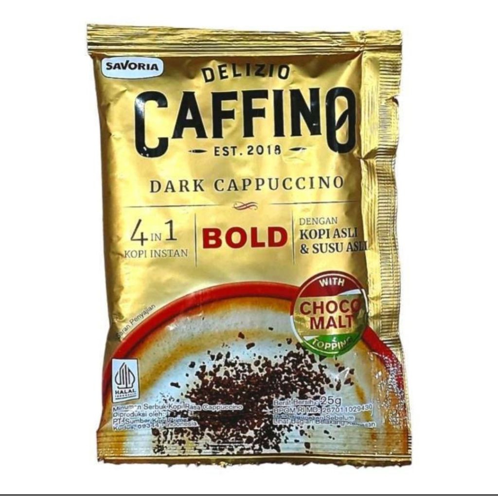 

Caffino Delizio Kopi Bold Dark Cappuccino Barista 25G 1 Renteng
