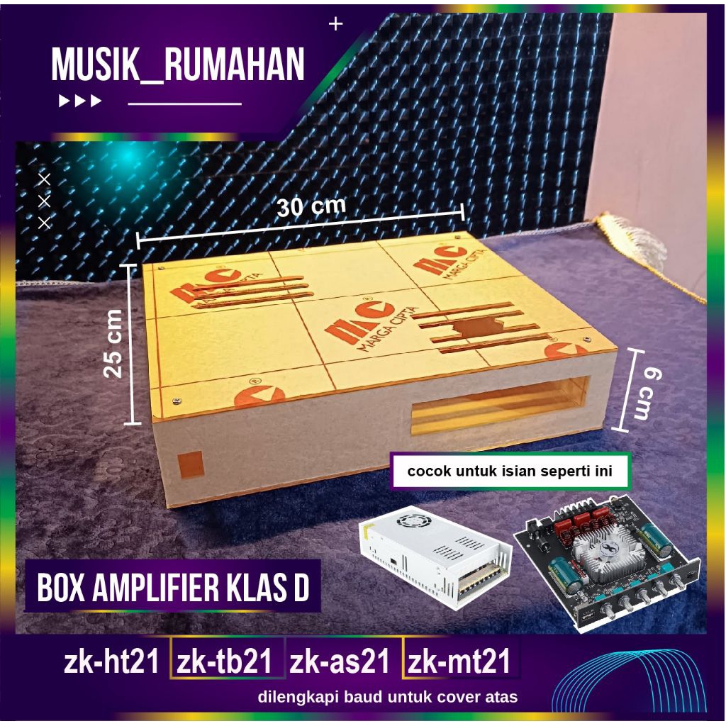 Box amplifier klas D  25x30x6cm cocok untuk zk-ht21 zk-tb21 zk-as21 zk-mt21