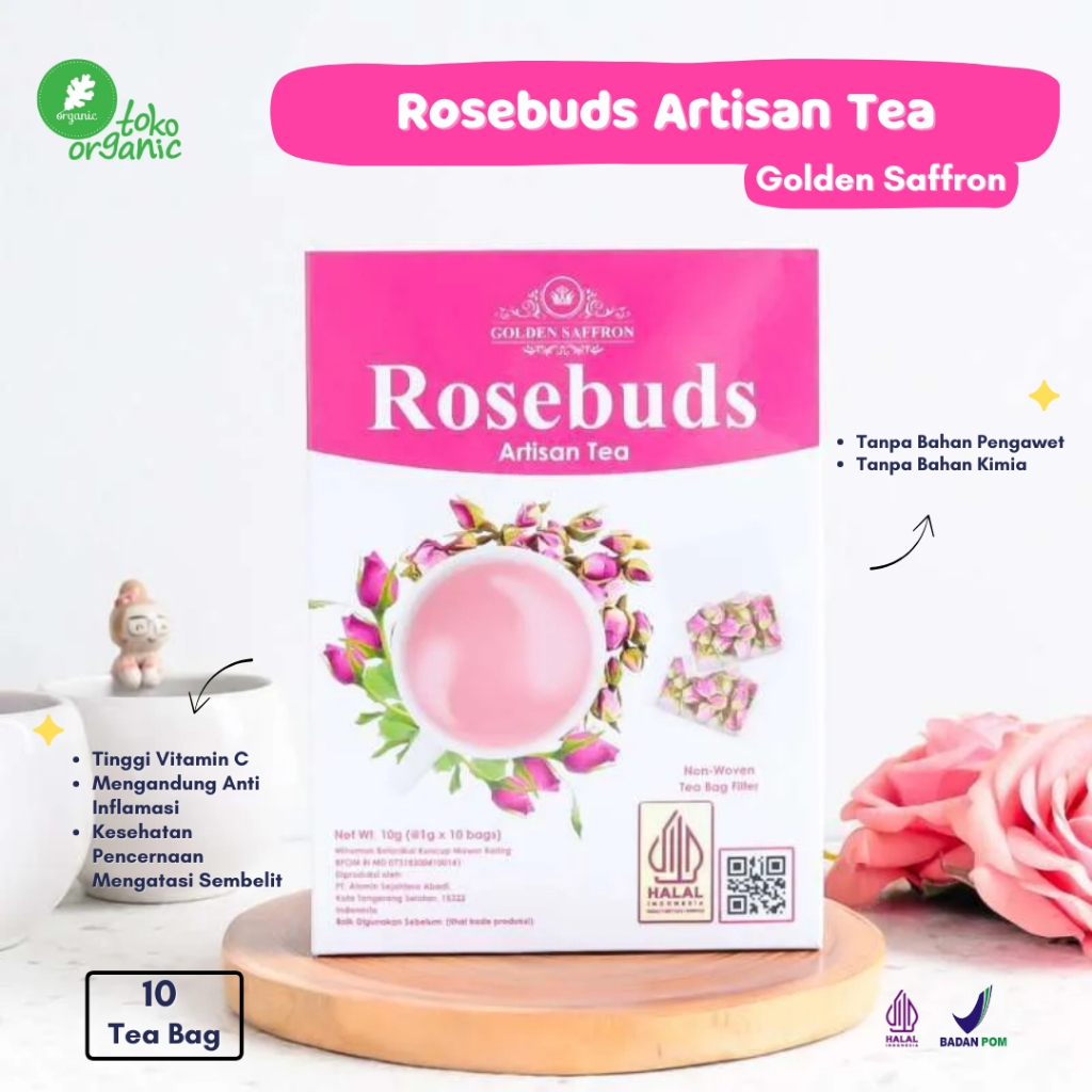 

Golden Saffron Rosebuds Artisan Tea (10 Tea Bag) | Rose Tea, Teh Herbal Bunga Mawar, Teh untuk Melancarkan Pencernaan