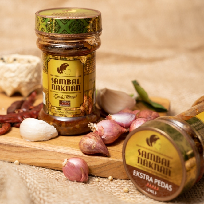 

SAMBAL NAKNAN Sambal Bawang Merah Level 5 Kemasan / Botol 140 gram / Pouch 45 gram