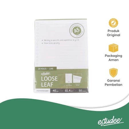 

Gramedia Karawaci - ESTUDEE LOOSE LEAF PREMIUM - LINE 8MM A5 100SHT