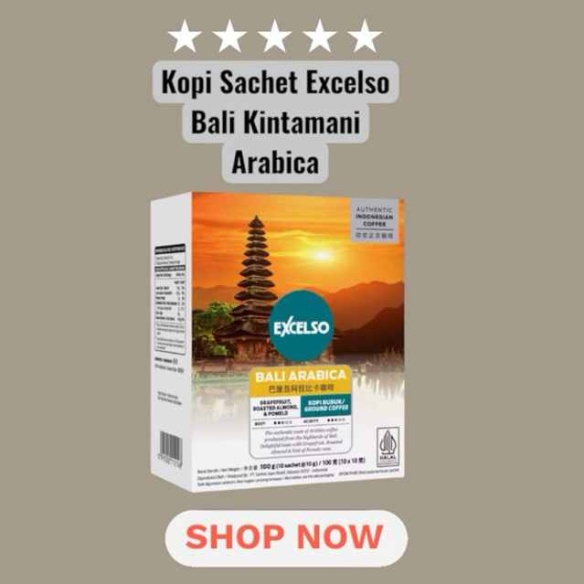 

Kopi Sachet Excelso Bali Arabica- Excelso Saving box ( 10x10g )