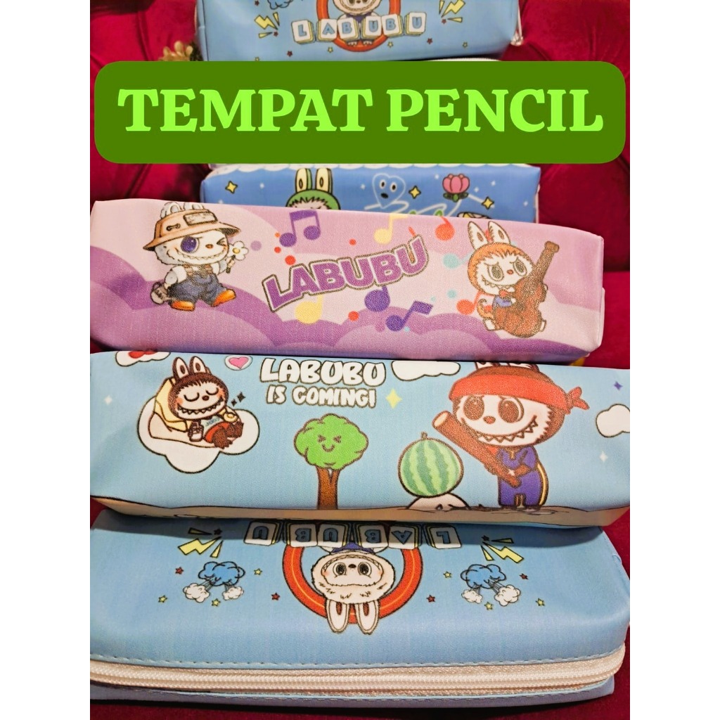 

[ATMS] JUAL 1 PCS TEMPAT PENCIL LABUBU Bentuk Lontong Karakter Tepak pensil Kotak Resleting.