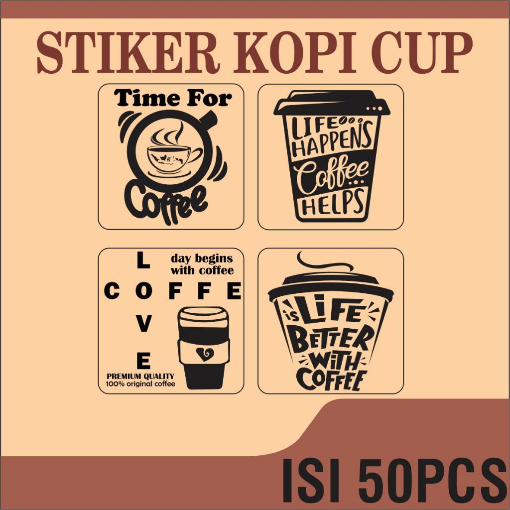 

STIKER GELAS CUP COFFEE | STIKER GELAS CUP KEKINIAN ISI 50PCS
