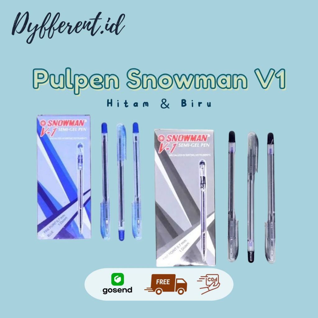 

Bolpen Snowman V1 - Pulpen V1 Snowman Semi Gel Pen 0.7mm hitam biru