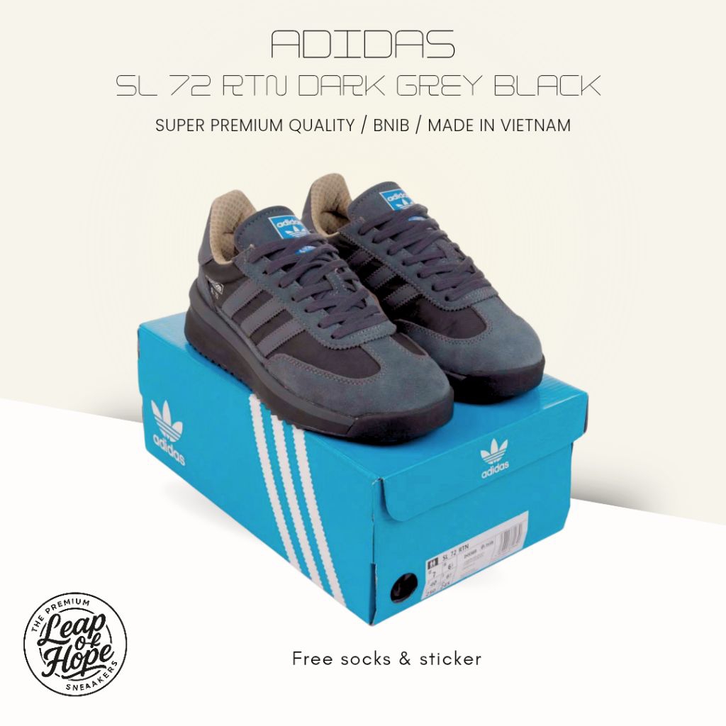 Sepatu Adidas sl 72 rtn dark grey black