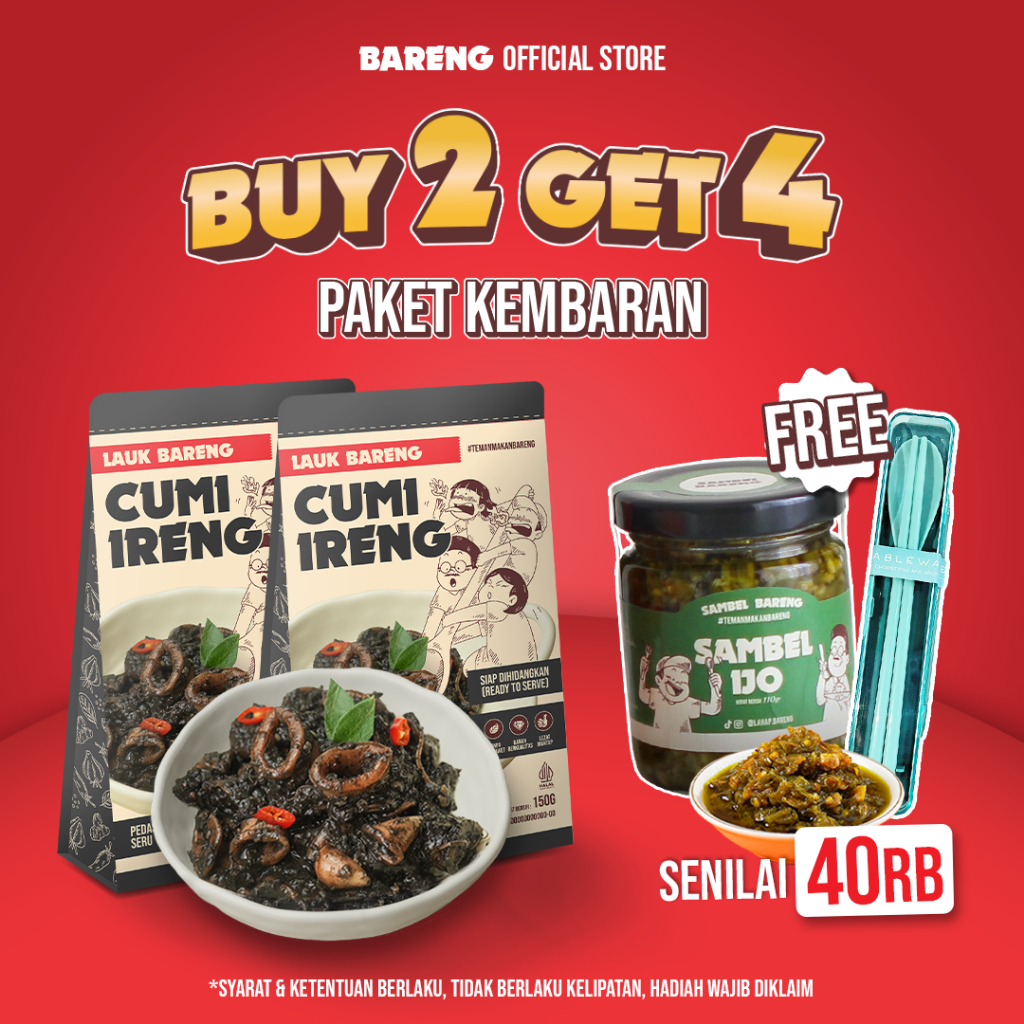 

[BUY 2 GET 4] Lahap Bareng - Paket Kembaran 2 Lauk | Makanan Instant Ready to Eat, Real Food, Praktis & Tanpa Pengawet | Cumi Iga Sambal Cumi Pedas