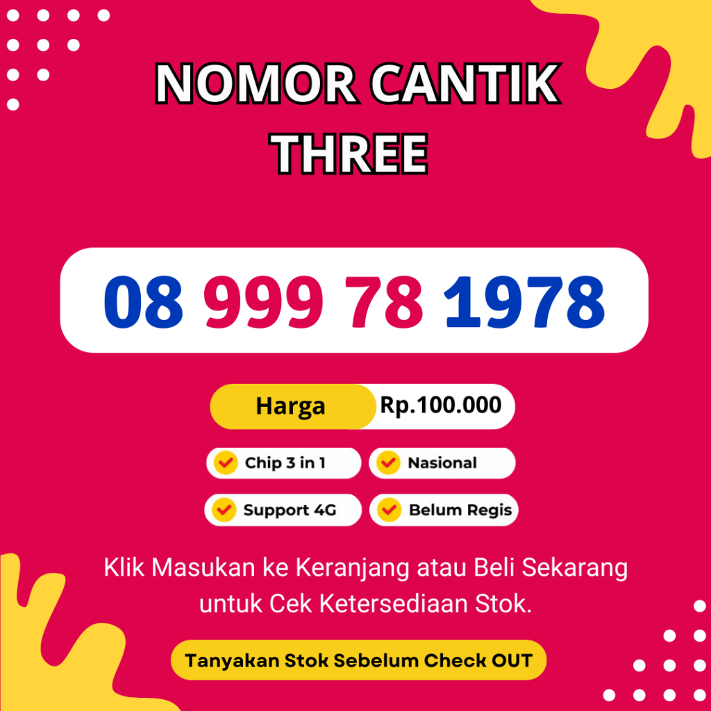 Kartu Perdana Cantik Tri Murah Rapi Seri Tahun Lahir- Kartu Perdana Tri Support 4G LTE