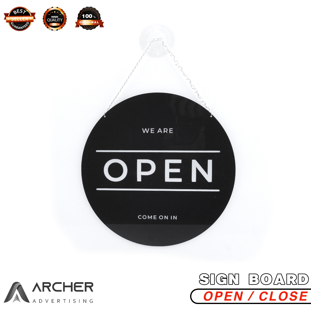 

SIGN BOARD PAPAN PENANDA OPEN CLOSE BUKA TUTUP AKRILIK BULAT 2 SISI