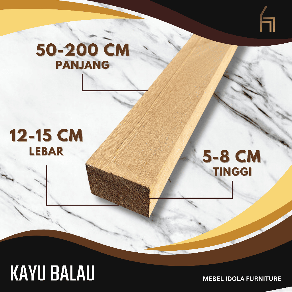 Balok Kayu / Usuk Kayu Balau Asli Ukuran Besar