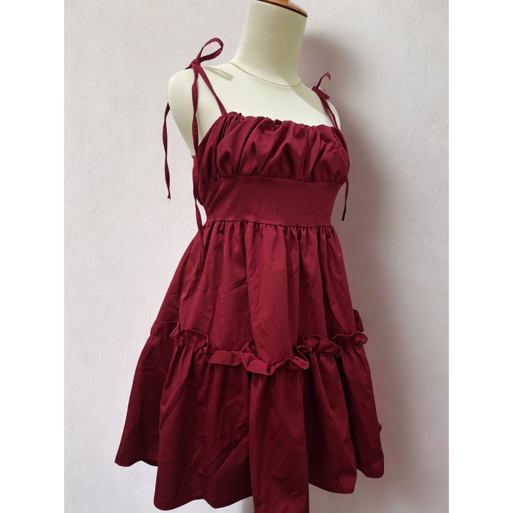 [NEW READY] Dress putih merah hitam pita korea bkk coquettep vintage aesthetic busui daster