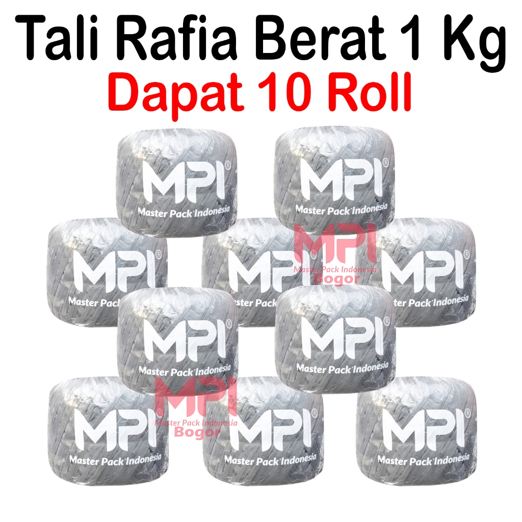 

10 ROLL - Tali Rafia Abu Abu 1 Kg - Tali Plastik MPI - Tali Rapia - Master Pack Indonesia