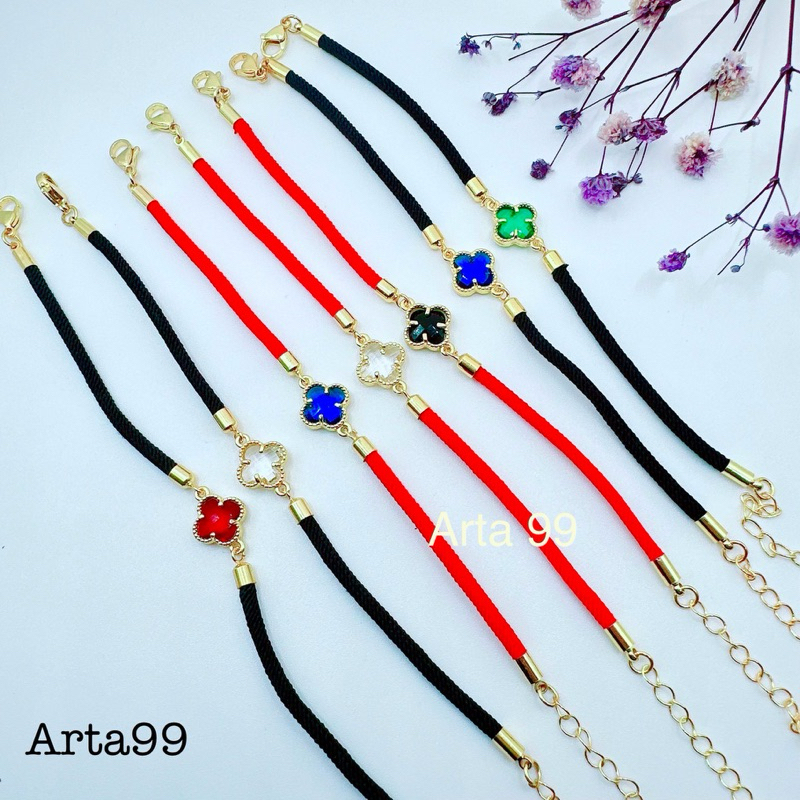 Gelang Tangan Wanita - Gelang Clover - Gelang Tali Clover Titanium - Gelang Clover Spesial Edition