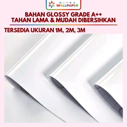 Welpeper Dinding Sticker Dapur Wallpaper Dinding Putih Polos Glossy Walpaper Dinding Dapur Glosy