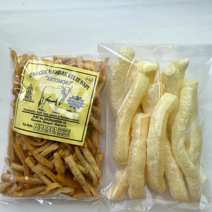 

Krecek rambak arto moro /siap goreng/rambak mentah/rambak kulit sapi asli varian mie 500gram
