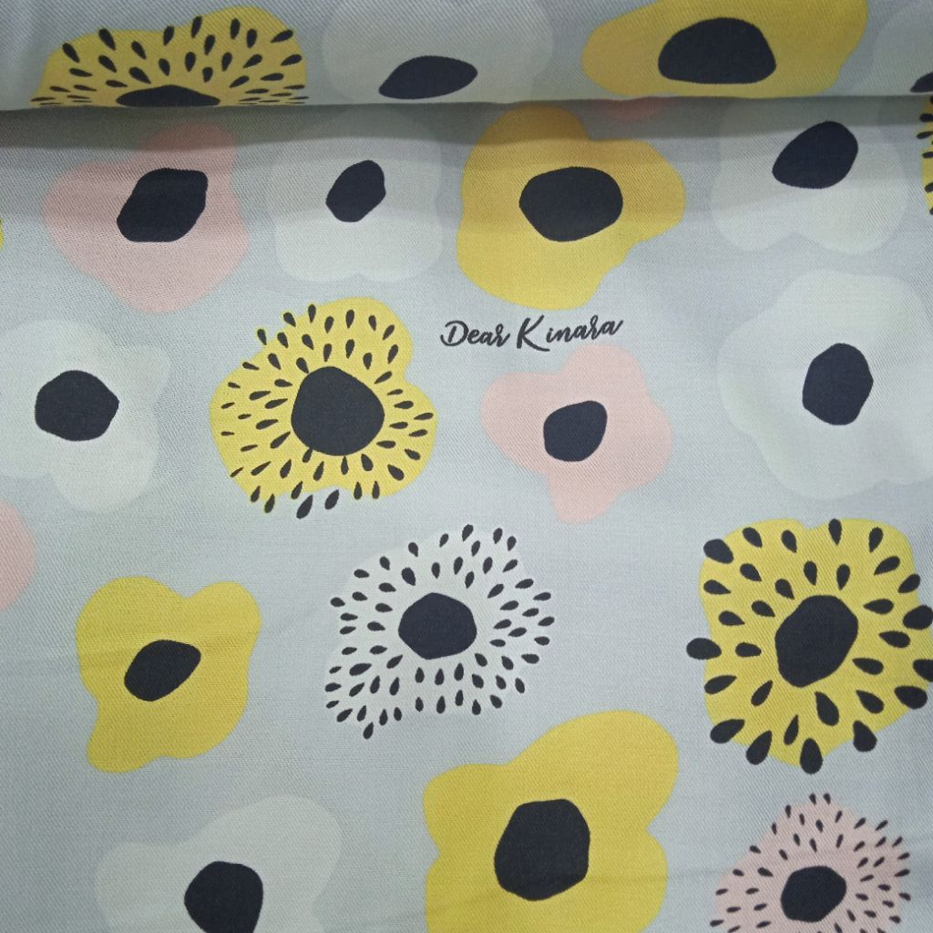 KAIN KATUN RAYON TWILL PREMIUM IMPORT MOTIF BUNGA