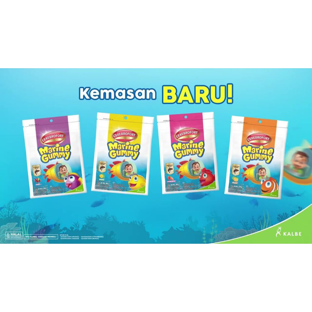 CEREBROFORT MARINE GUMMY - Permen Jeli Rasa Buah Tropis Dengan DHA - Permen Jeli Sehat untuk Anak