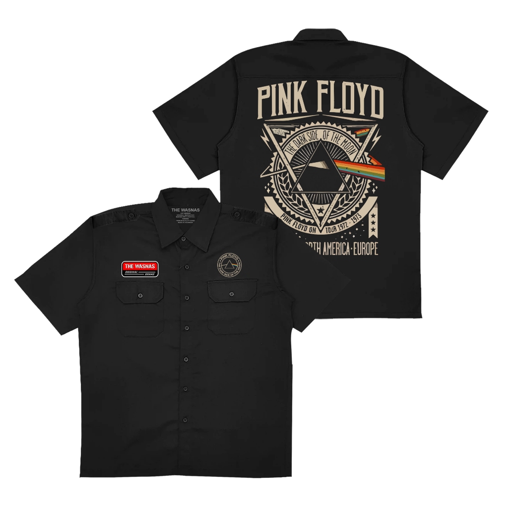 The Wasnas Workshirt Hitam Pink Floyd Pdh bahan american drill
