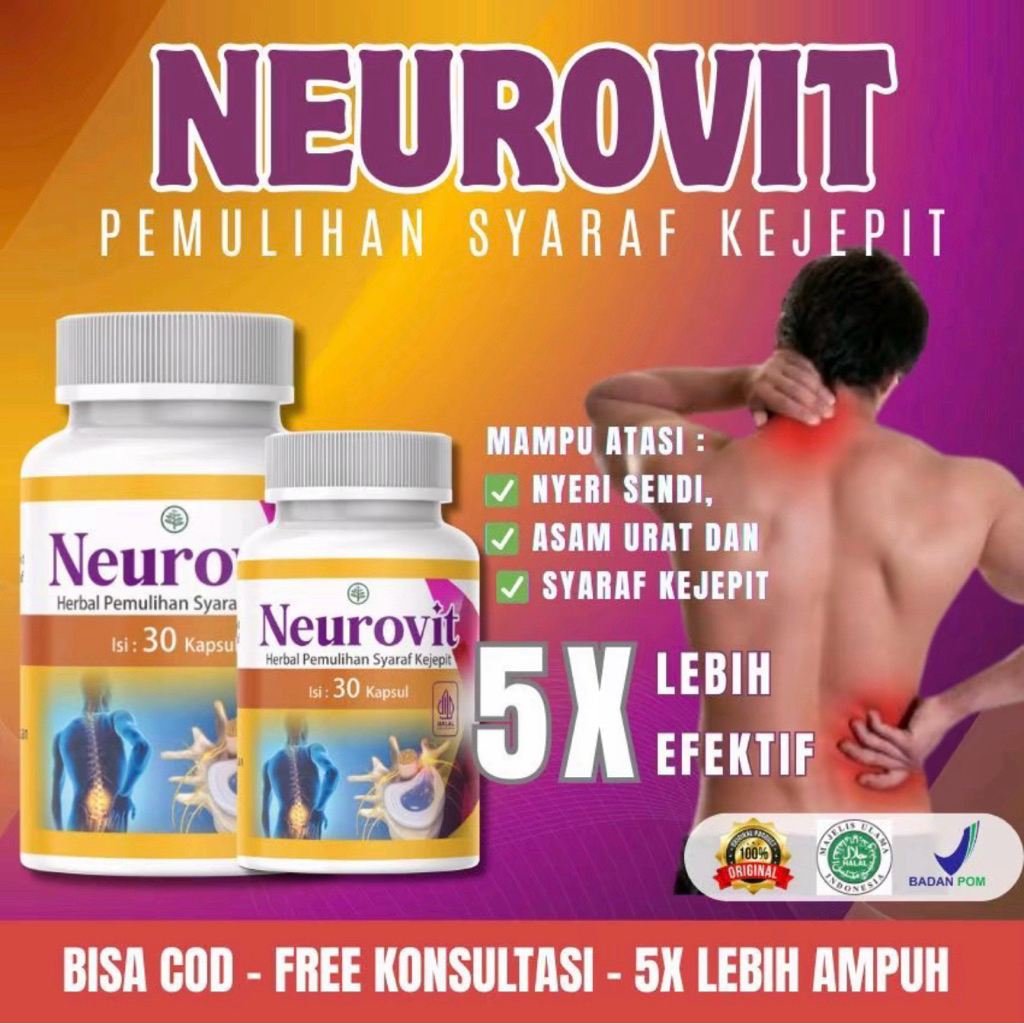 Original PROMO NEUROVIT - Herbal Alami Nyeri Sendi dan Tulang, saraf kejepit, asam urat, rematik,