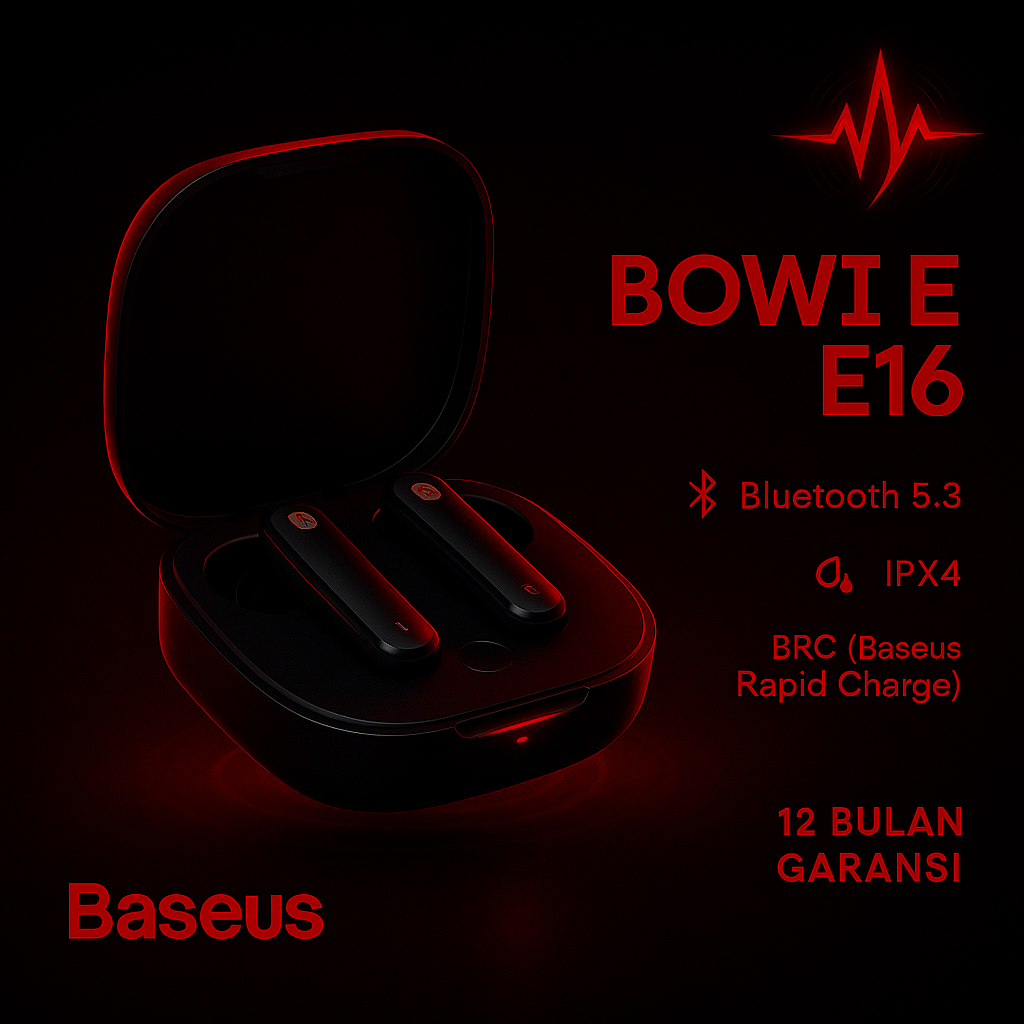 Baseus E16 Earphone Bluetooth True Wireless Original 100% / Baseus Bowie E16