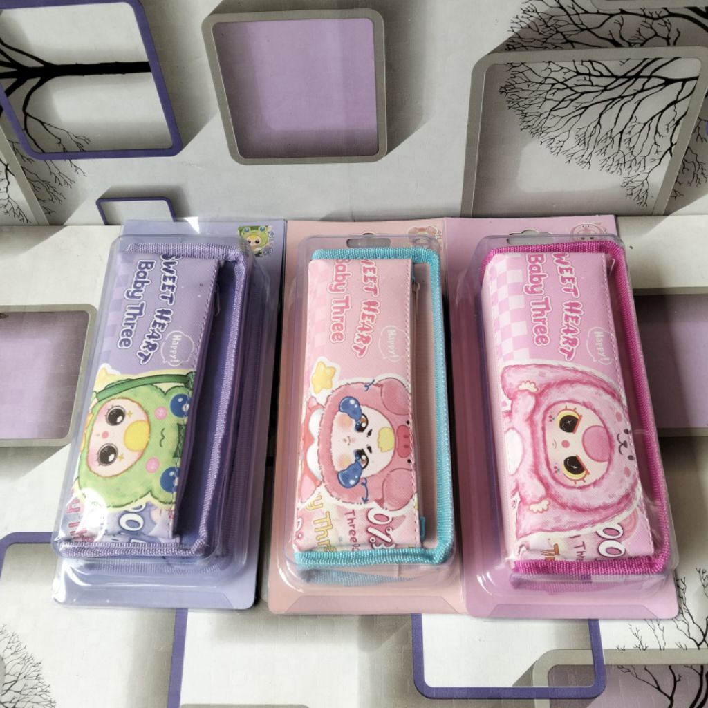 

Tempat Pensil Kain, 2 Resleting Motif Baby Three
