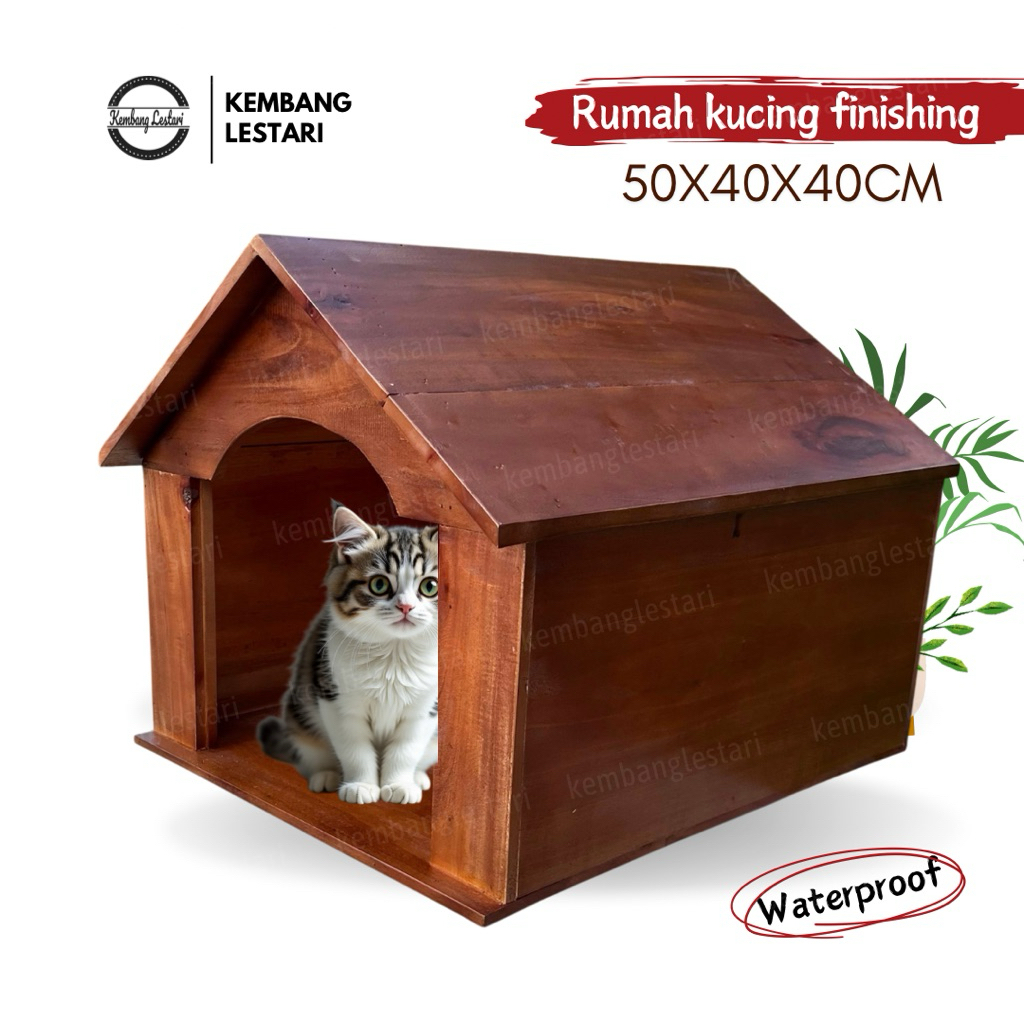 Kandang Kucing Anjing Kelinci Kayu Rumah Hewan Outdoor Finishing Pliture