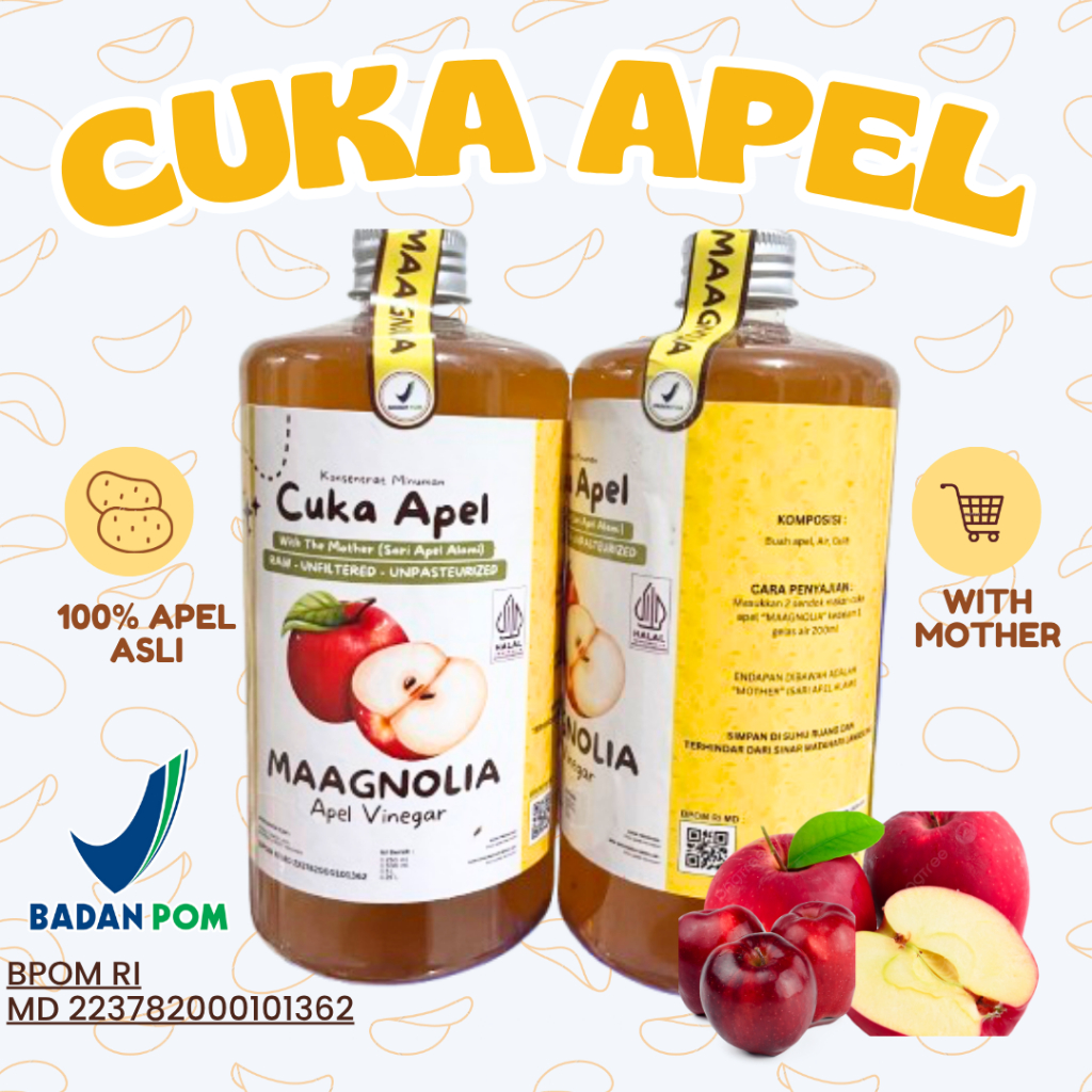 

Maagnolia Cukai Apel Premium Pure 500 ML cuka apel original oleh oleh Khas Batu