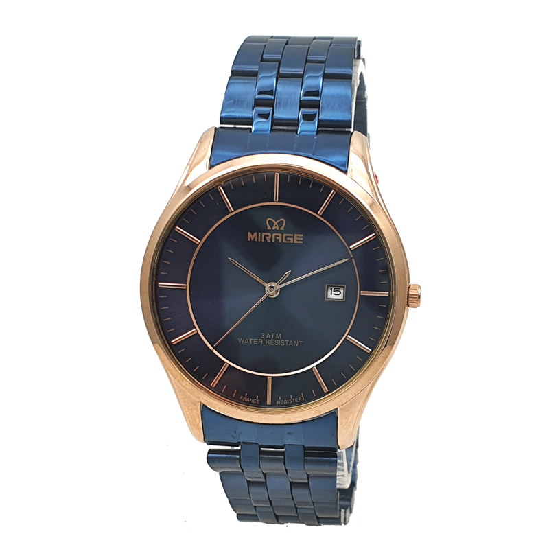 Mirage 8544 Rosegold Blue Man MDBURBU Jam Tangan Pria Original