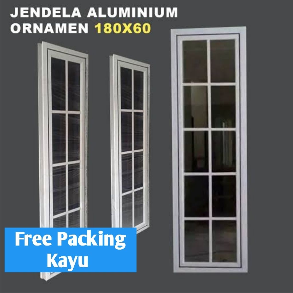 Jendela Alumunium Ornamen Free Packing Kayu