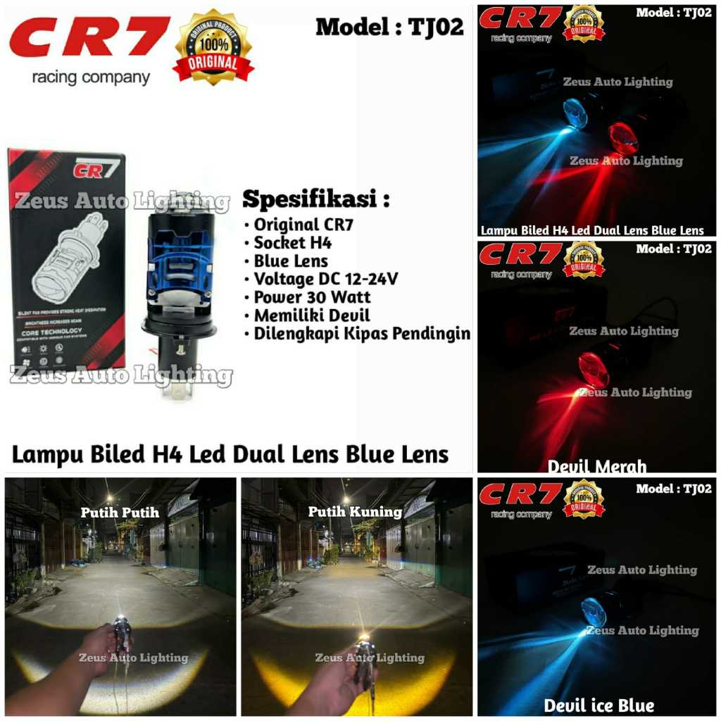 Lampu Utama LED H4 Biled Projector Blue Lens Plus Devil Dan Kipas Pendingin Motor Mobil Dual Laser B
