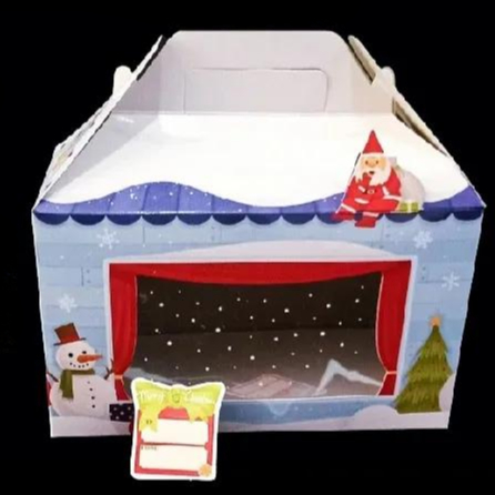 

box kuker natal motif snowman biru dus hadiah merry xmas ukuran 12x24x14cm