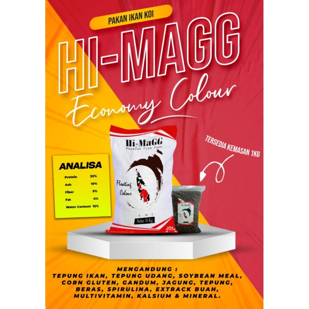 Himagg Eco Colour 10 kg Pakan Koi / Pakan Ikan Koi / Pelet Ikan Koi / Pakan Pelet Ikan Koi