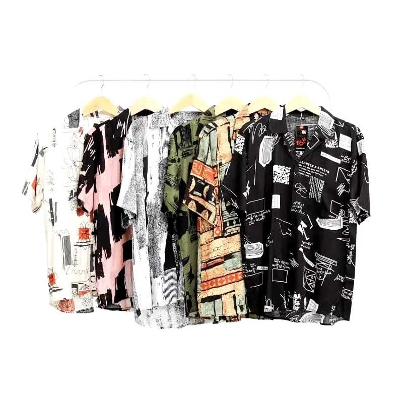 KEMEJA PANTAI MOTIF ABSTRAK RAYON PREMIUM KEMEJA PRIA KEMEJA SANTAI