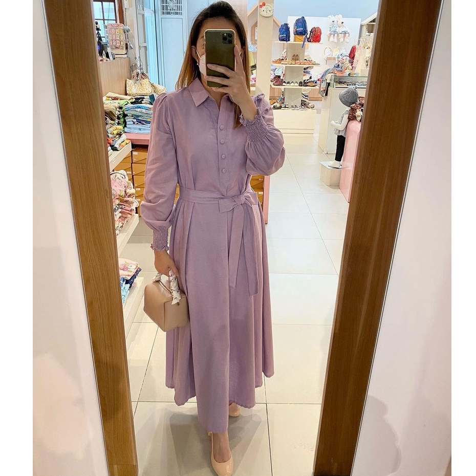 Almira Dress Anak dan Ibu - Gaun Mom and Kids Bahan Linen -  Pakaian Anak Gamis Elegan Lucu - Macada