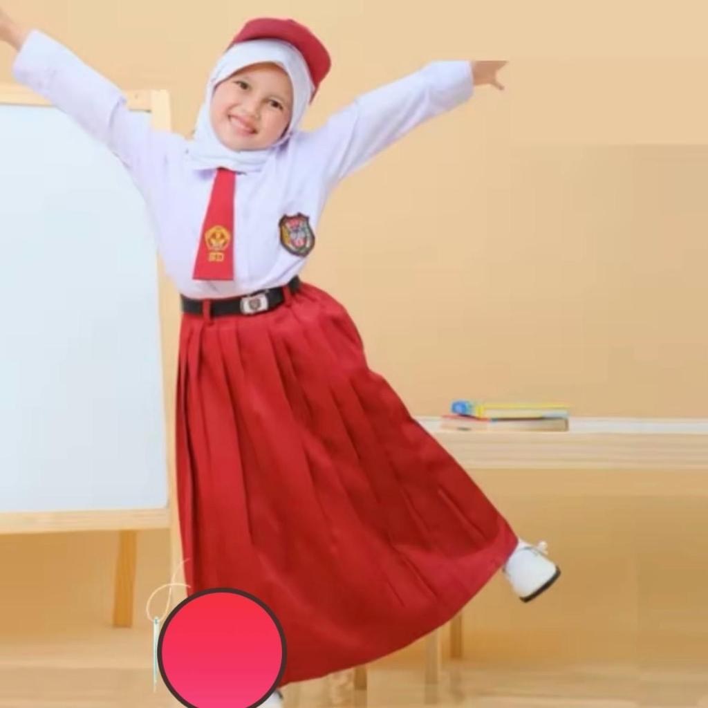 Seragam Sekolah SD Anak Perempuan Setelan Dan Rok Free Hijab Kelas 1 - 6 SD
