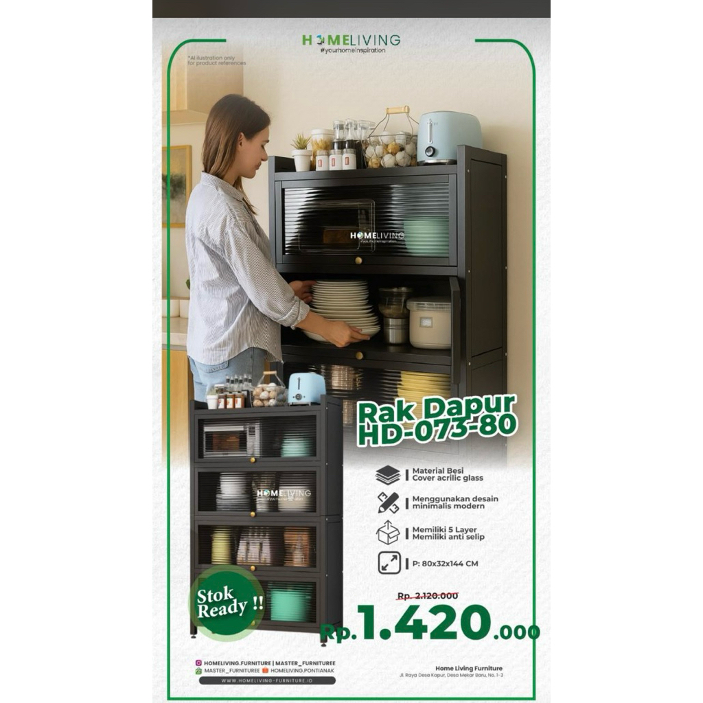 HOMELIVING - RAK PIRING TERTUTUP MINIMALIS - RAK PIRING WASTAFEL - LEMARI PIRING